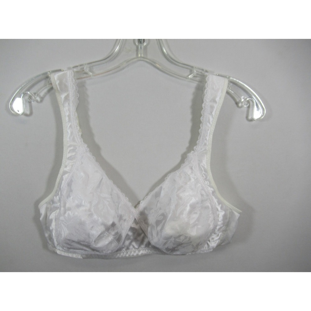Playtex Cross Your Heart Unlined Satin Bra 38B White Wireless 4163
